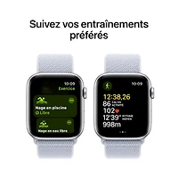 Apple Watch SE (GPS + Cellular) avec boîtier de 44 mm en aluminium argenté et bracelet sport à rabat nuage bleu par Rogers - Financement mensuel
