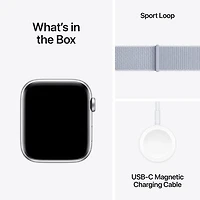 Apple Watch SE (GPS + Cellulaire) avec boîtier de 44 mm en aluminium argenté et bracelet sport à rabat nuage bleu par TELUS - Financement mensuel