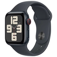 Apple Watch SE (GPS + Cellular) avec boîtier de mm en aluminium minuit et bracelet sport minuit par TELUS - Petit/Moyen