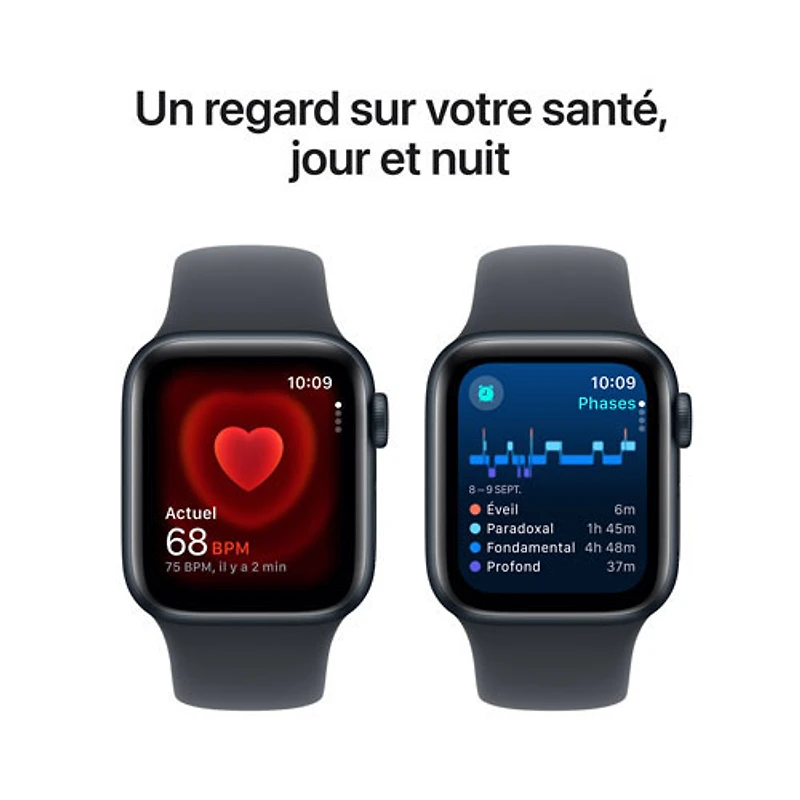 Apple Watch SE (GPS + Cellular) avec boîtier de mm en aluminium minuit et bracelet sport minuit par TELUS - Petit/Moyen