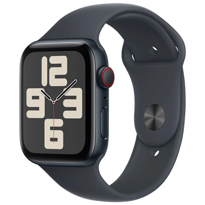 TELUS Apple Watch SE (GPS + Cellular) 44mm Midnight Aluminum Case w/ Midnight Sport Band - S/M - Monthly Financing