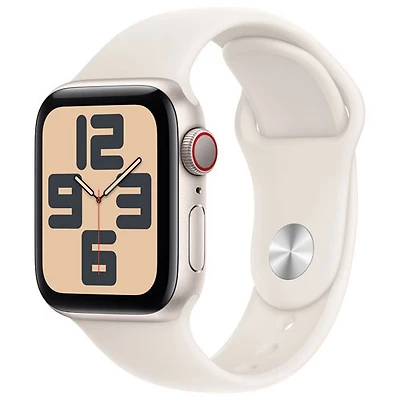TELUS Apple Watch SE (GPS + Cellular) 40mm Starlight Aluminum Case w/ Starlight Sport Band - S/M - Monthly Financing