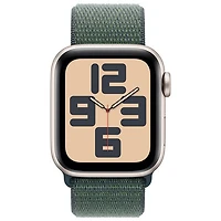 Apple Watch SE (GPS + Cellular) avec boîtier de 40 mm en aluminium comète et bracelet sport à rabat vert lacustre par TELUS - Financement mensuel