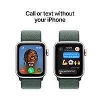 Apple Watch SE (GPS + Cellular) avec boîtier de 40 mm en aluminium comète et bracelet sport à rabat vert lacustre par TELUS - Financement mensuel