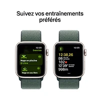 Apple Watch SE (GPS + Cellular) avec boîtier de 40 mm en aluminium comète et bracelet sport à rabat vert lacustre par TELUS - Financement mensuel