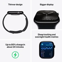 Apple Watch Series 10 (GPS + Cellulaire) avec boîtier de mm en aluminium noir de jais et bracelet sport encre par Virgin Plus