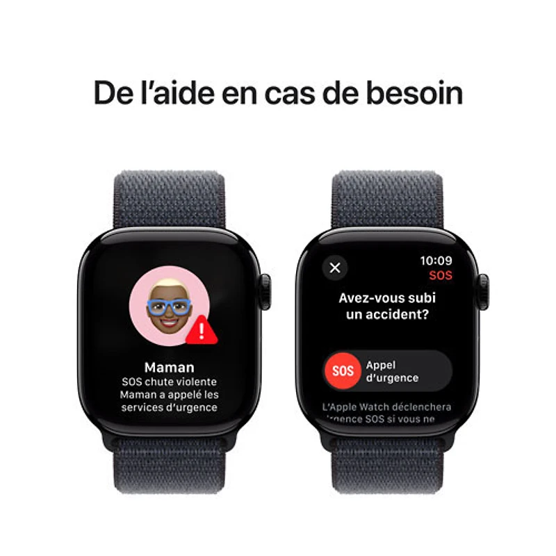 Apple Watch Series 10 (GPS + Cellulaire) avec boîtier de mm en aluminium noir de jais et bracelet sport encre par Virgin Plus