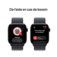Apple Watch Series 10 (GPS + Cellulaire) avec boîtier de mm en aluminium noir de jais et bracelet sport encre par Virgin Plus