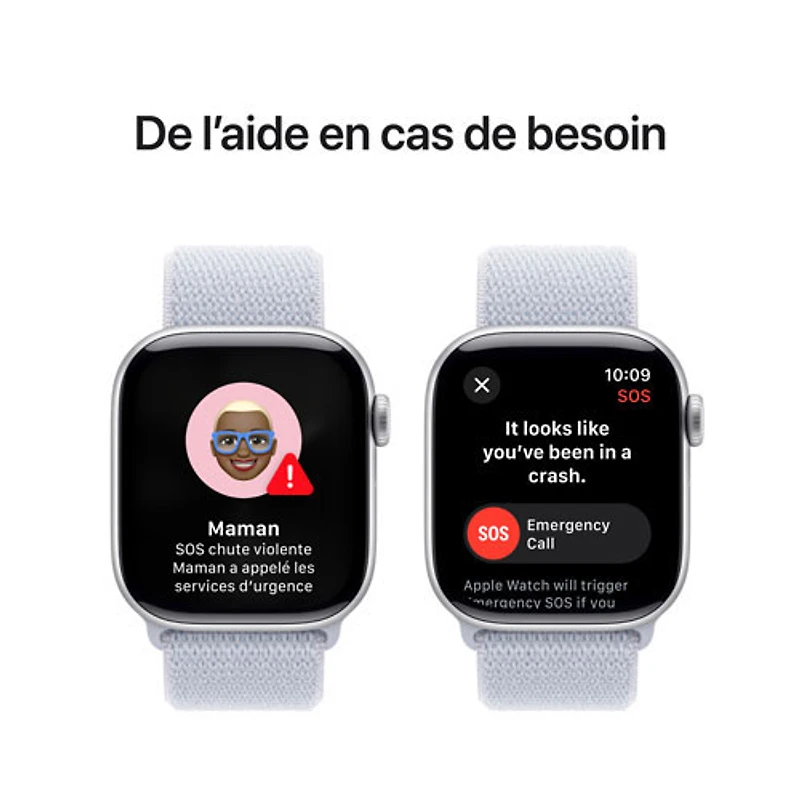 Apple Watch Series 10 (GPS + Cellulaire) avec boîtier de 42 mm en aluminium argenté et bracelet sport nuage bleu par Virgin Plus - Financement mensuel