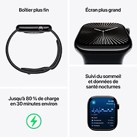 Apple Watch Series 10 (GPS + Cellulaire) avec boîtier de 46 mm en aluminium argenté et bracelet sport denim par Virgin Plus - Moyen/Grand - Financement mensuel