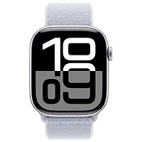 Apple Watch Series 10 (GPS + Cellulaire) avec boîtier de 46 mm en aluminium argenté et bracelet sport nuage bleu par Virgin Plus - Financement mensuel