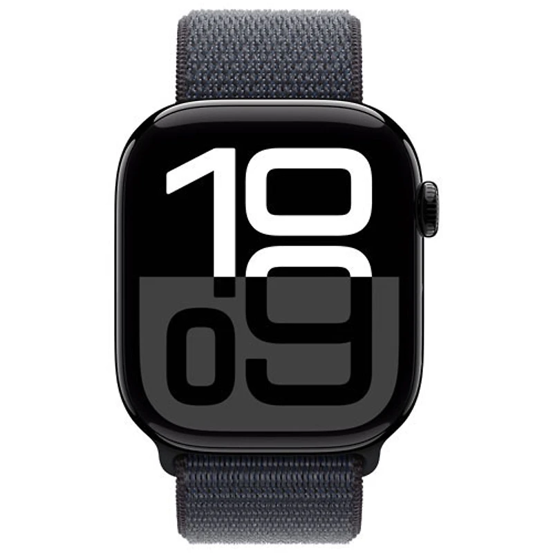 Apple Watch Series 10 (GPS + Cellulaire) avec boîtier de 46 mm en aluminium noir de jais et bracelet sport encre par Virgin Plus - Financement mensuel