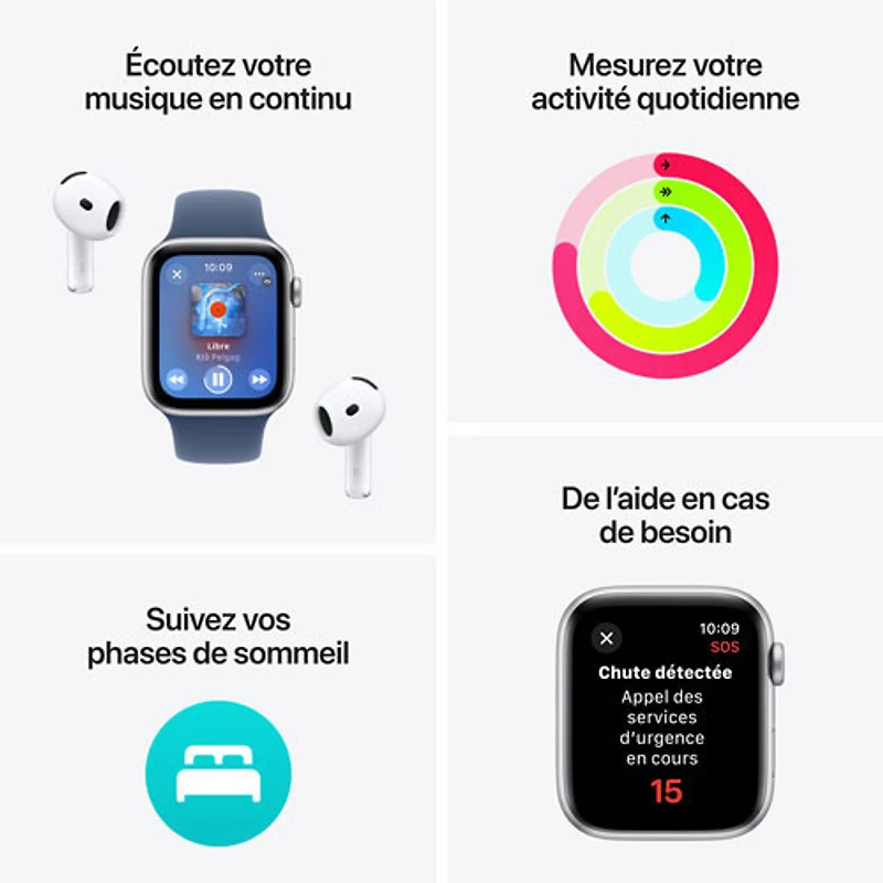 Apple Watch SE (GPS + Cellulaire) avec boîtier de 44 mm en aluminium minuit et bracelet sport encre par Virgin Plus - Financement mensuel