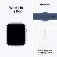 Apple Watch SE (GPS + Cellulaire) avec boîtier de 40 mm en aluminium argenté et bracelet sport denim par Virgin Plus - Petit/Moyen - Financement mensuel