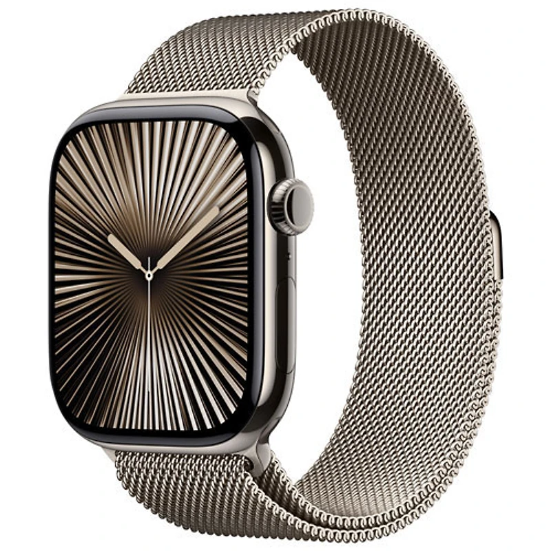 Freedom Mobile Apple Watch Series 10 (GPS+Cellular) 46mm Natural Titanium Case w/Natural Milanese Loop-S/M-Monthly Tab Payment
