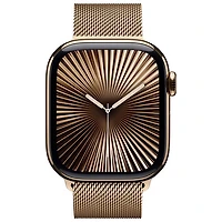 Apple Watch Series 10 (GPS + Cellulaire) avec boîtier de mm en titane doré et bracelet milanais doré par Freedom Mobile - Moyen/Grand