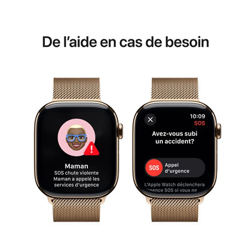 Apple Watch Series 10 (GPS + Cellulaire) avec boîtier de 46 mm en titane doré et bracelet milanais doré par Freedom Mobile - Petit/Moyen - Paiement Balance mensuel