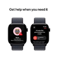 Apple Watch Series 10 (GPS + Cellulaire) avec boîtier de 42 mm en aluminium noir de jais et bracelet sport encre par Freedom Mobile - Paiement Balance mensuel