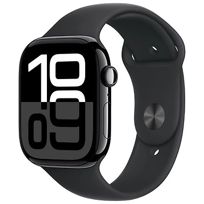 Freedom Mobile Apple Watch Series 10 (GPS+Cellular) 46mm Jet Black Aluminum Case w/Black Sport Band-M/L-Monthly Tab Payment