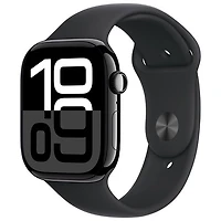 Freedom Mobile Apple Watch Series 10 (GPS+Cellular) 46mm Jet Black Aluminum Case w/Black Sport Band-M/L-Monthly Tab Payment