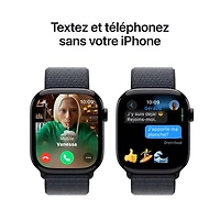 Apple Watch Series 10 (GPS + Cellulaire) avec boîtier de 46 mm en aluminium noir de jais et bracelet sport encre par Freedom Mobile - Paiement Balance mensuel