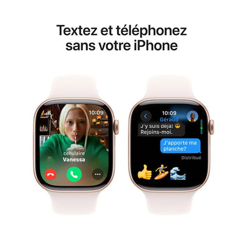 Apple Watch Series 10 (GPS + Cellulaire) avec boîtier de 46 mm en aluminium rose doré et bracelet sport rose tendre par Freedom Mobile - Moyen/Grand - Paiement Balance mensuel