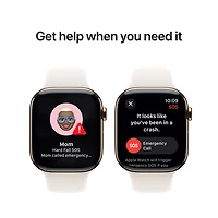 Freedom Mobile Apple Watch Series 10 (GPS+Cellular) 46mm Gold Titanium Case w/Starlight Sport Band-S/M-Monthly Tab Payment