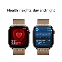 Apple Watch Series 10 (GPS + Cellulaire) avec boîtier de 46 mm en titane doré et bracelet milanais doré par Freedom Mobile - Moyen/Grand - Paiement Balance mensuel
