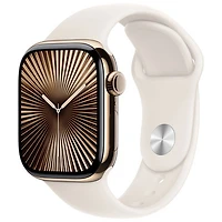 Freedom Mobile Apple Watch Series 10 (GPS+Cellular) 42mm Gold Titanium Case w/Starlight Sport Band-M/L-Monthly Tab Payment