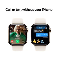 Freedom Mobile Apple Watch Series 10 (GPS+Cellular) 42mm Gold Titanium Case w/Starlight Sport Band-M/L-Monthly Tab Payment