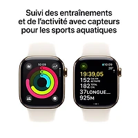 Freedom Mobile Apple Watch Series 10 (GPS+Cellular) 42mm Gold Titanium Case w/Starlight Sport Band-M/L-Monthly Tab Payment
