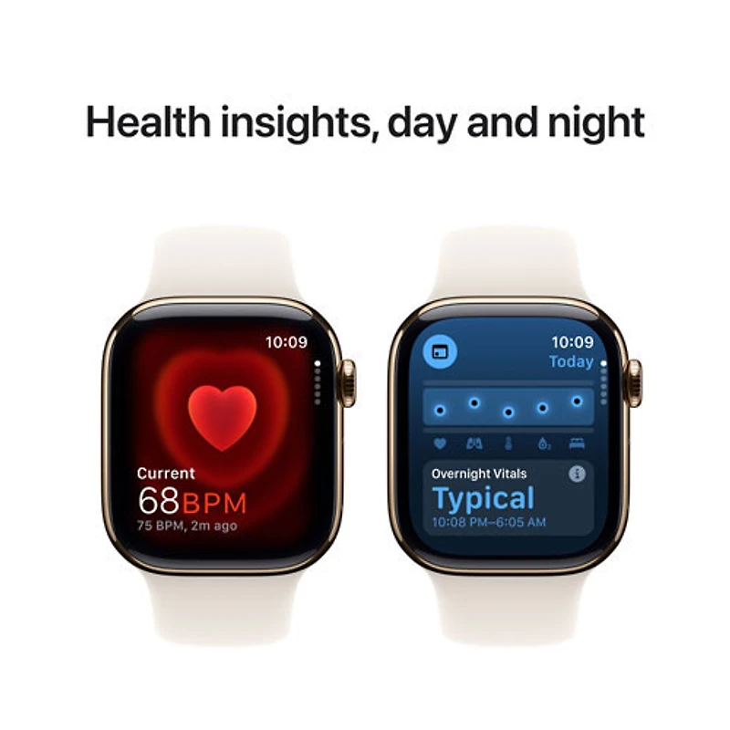 Freedom Mobile Apple Watch Series 10 (GPS+Cellular) 42mm Gold Titanium Case w/Starlight Sport Band-M/L-Monthly Tab Payment