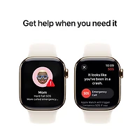 Freedom Mobile Apple Watch Series 10 (GPS+Cellular) 42mm Gold Titanium Case w/Starlight Sport Band-M/L-Monthly Tab Payment