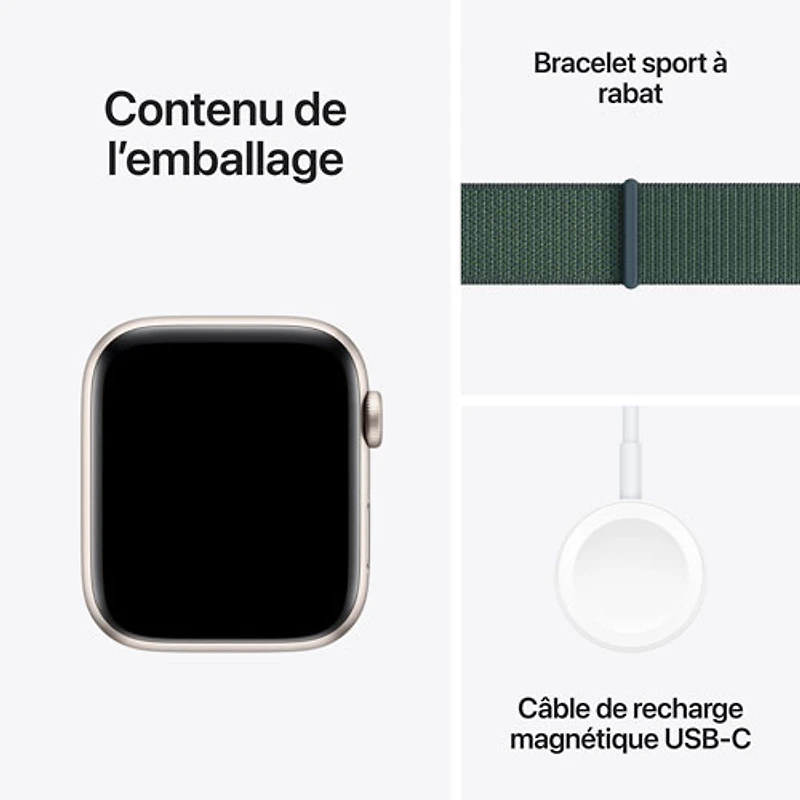 Apple Watch SE (GPS + Cellulaire) avec boîtier de 44 mm en aluminium comète et bracelet sport vert lacustre par Freedom Mobile - Paiement Balance mensuel