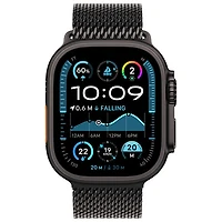 Apple Watch Ultra 2 (GPS + Cellulaire) avec boîtier de 49 mm en titane noir et bracelet milanais en titane noir par Freedom Mobile - Petit - Paiement Balance mensuel