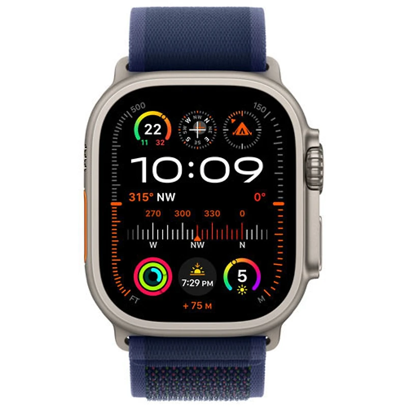 Freedom Mobile Apple Watch Ultra 2 (GPS+Cellular) 49mm Natural Titanium Case w/Blue Trail Loop-M/L-Monthly Tab Payment