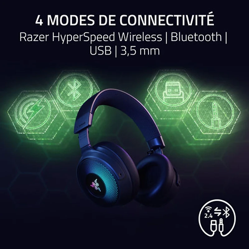 Casque de jeu sans fil Kraken V4 Pro de Razer - Noir