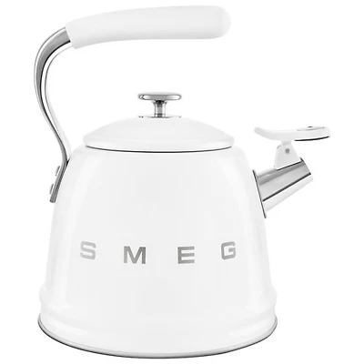 Bouilloire de cuisinière Années 50 de Smeg - 2,3 l - Blanc/Acier inoxydable