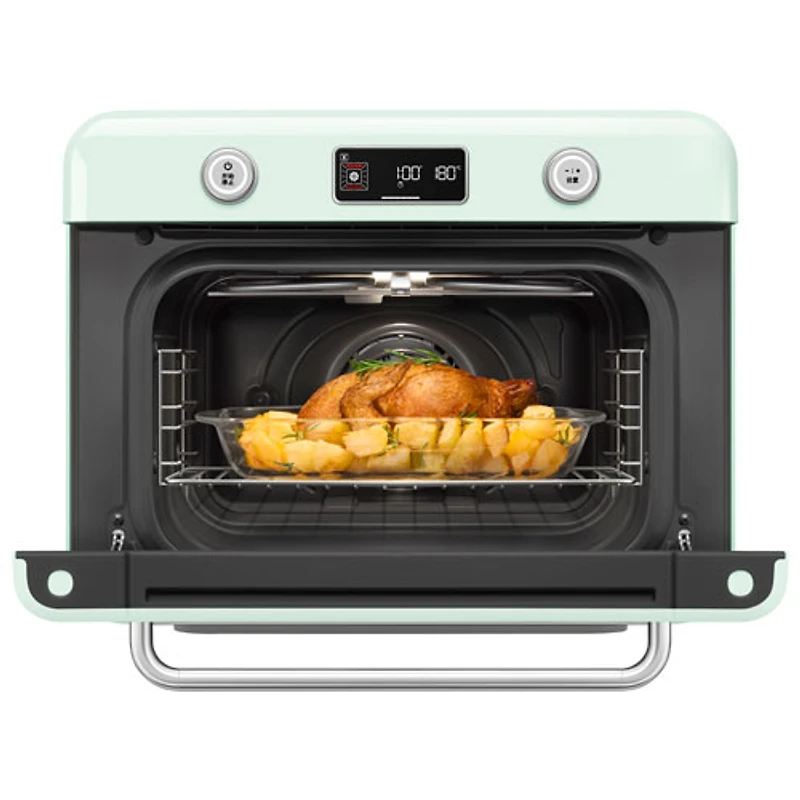 Four grille-pain de comptoir combiné 10-en-1 avec friture à air chaud et cuisson à vapeur de Smeg - 1,05 pi³ - Vert pastel