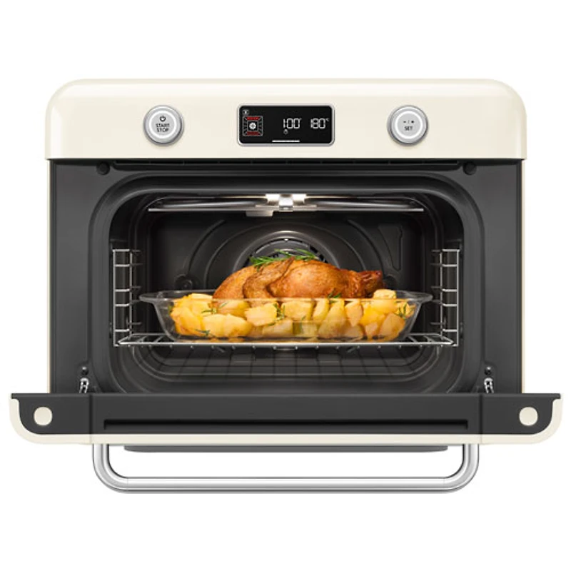 Four friteuse à air chaud combiné de comptoir 10-en-1 avec vapeur de Smeg - 1,05 pi³ - Crème