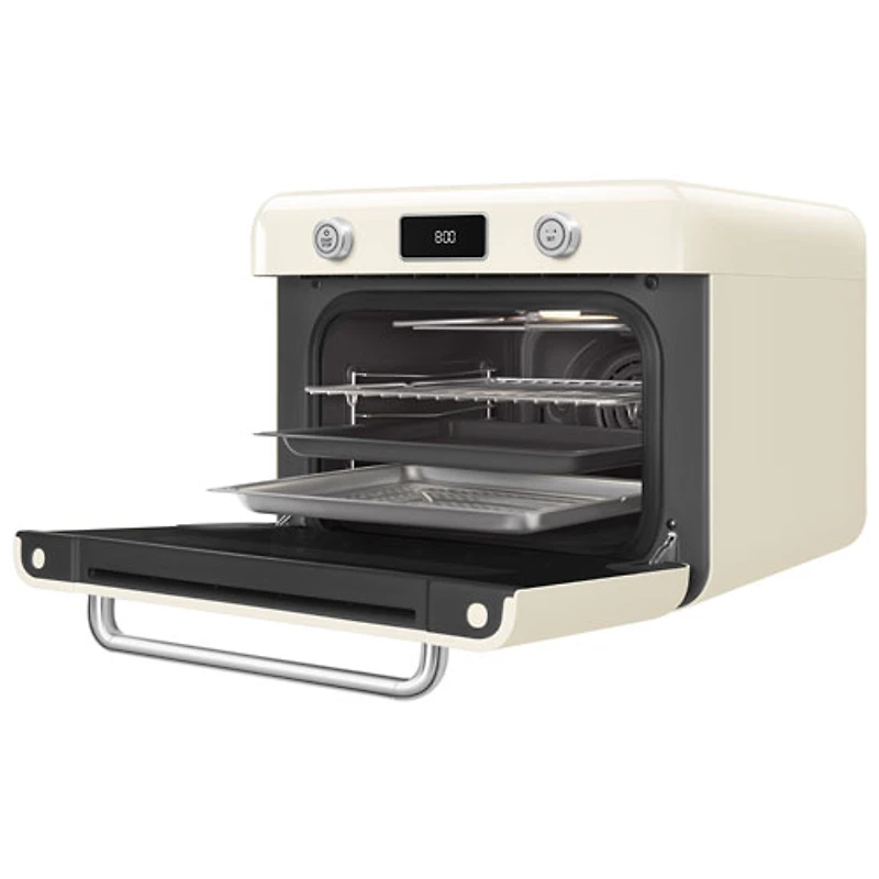Four friteuse à air chaud combiné de comptoir 10-en-1 avec vapeur de Smeg - 1,05 pi³ - Crème