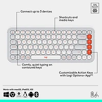 Clavier et souris optique Bluetooth POP de Logitech - Blanc cassé/Orange - Anglais