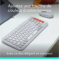 Logitech POP Bluetooth Optical Keyboard & Mouse Combo - Off-White/Orange - English