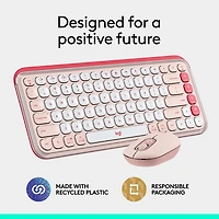 Logitech POP Bluetooth Optical Keyboard & Mouse Combo - Rose/Off-White - English