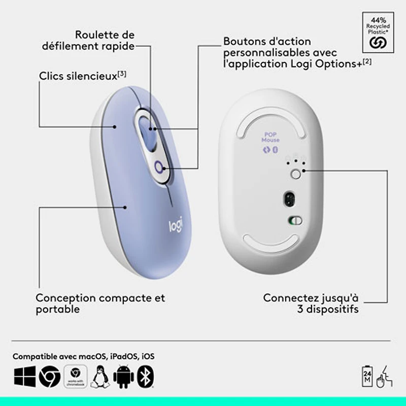 Logitech POP Mouse Bluetooth Optical Mouse - Lilac