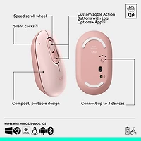 Souris optique Bluetooth POP Mouse de Logitech - Rose
