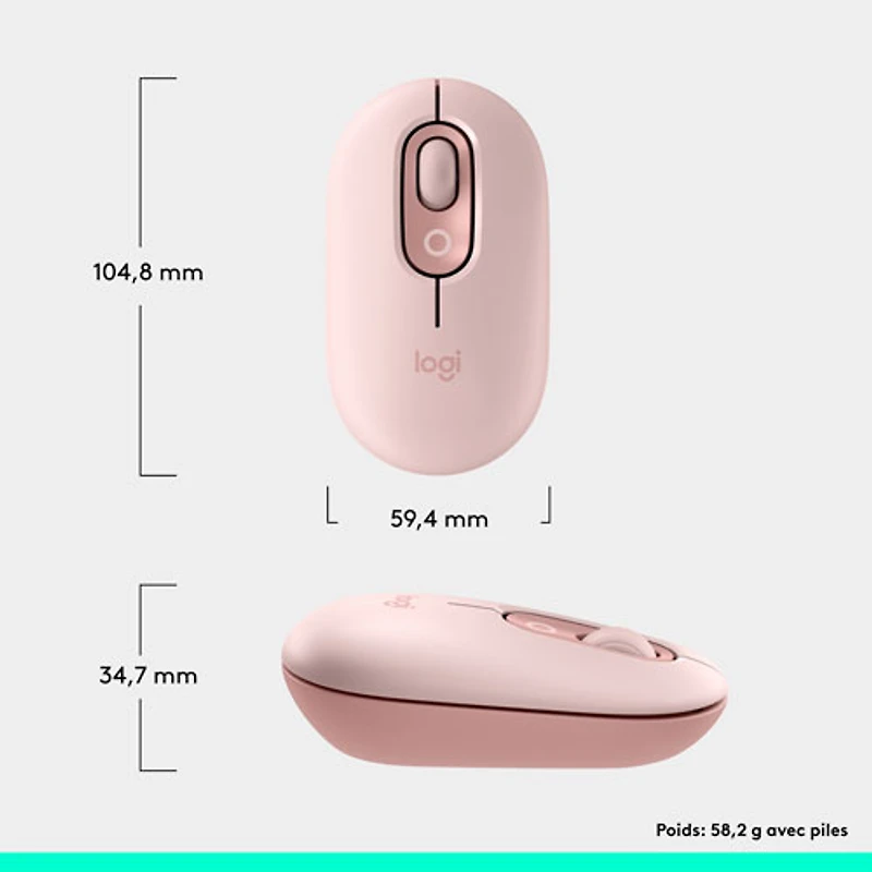 Souris optique Bluetooth POP Mouse de Logitech - Rose