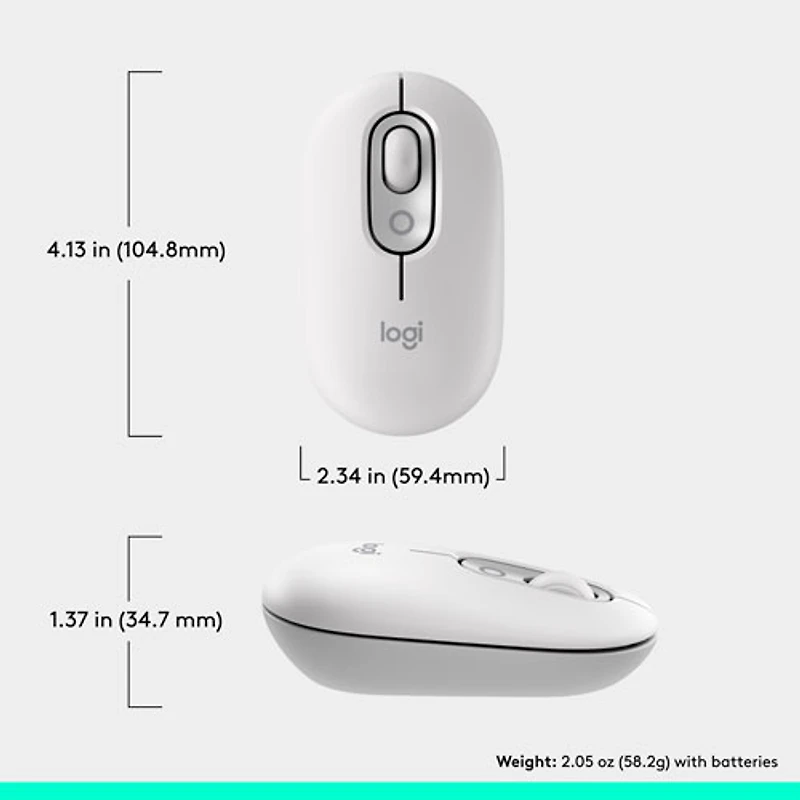 Souris optique Bluetooth POP Mouse de Logitech - Blanc cassé