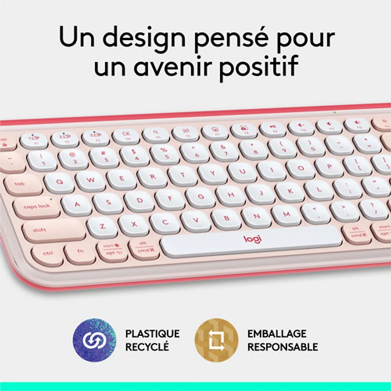 Clavier Bluetooth POP Icon Keys de Logitech - Rose/Blanc cassé - Anglais