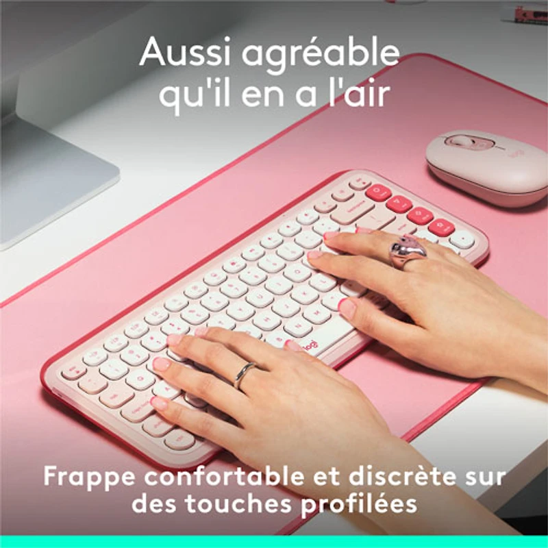 Clavier Bluetooth POP Icon Keys de Logitech - Rose/Blanc cassé - Anglais